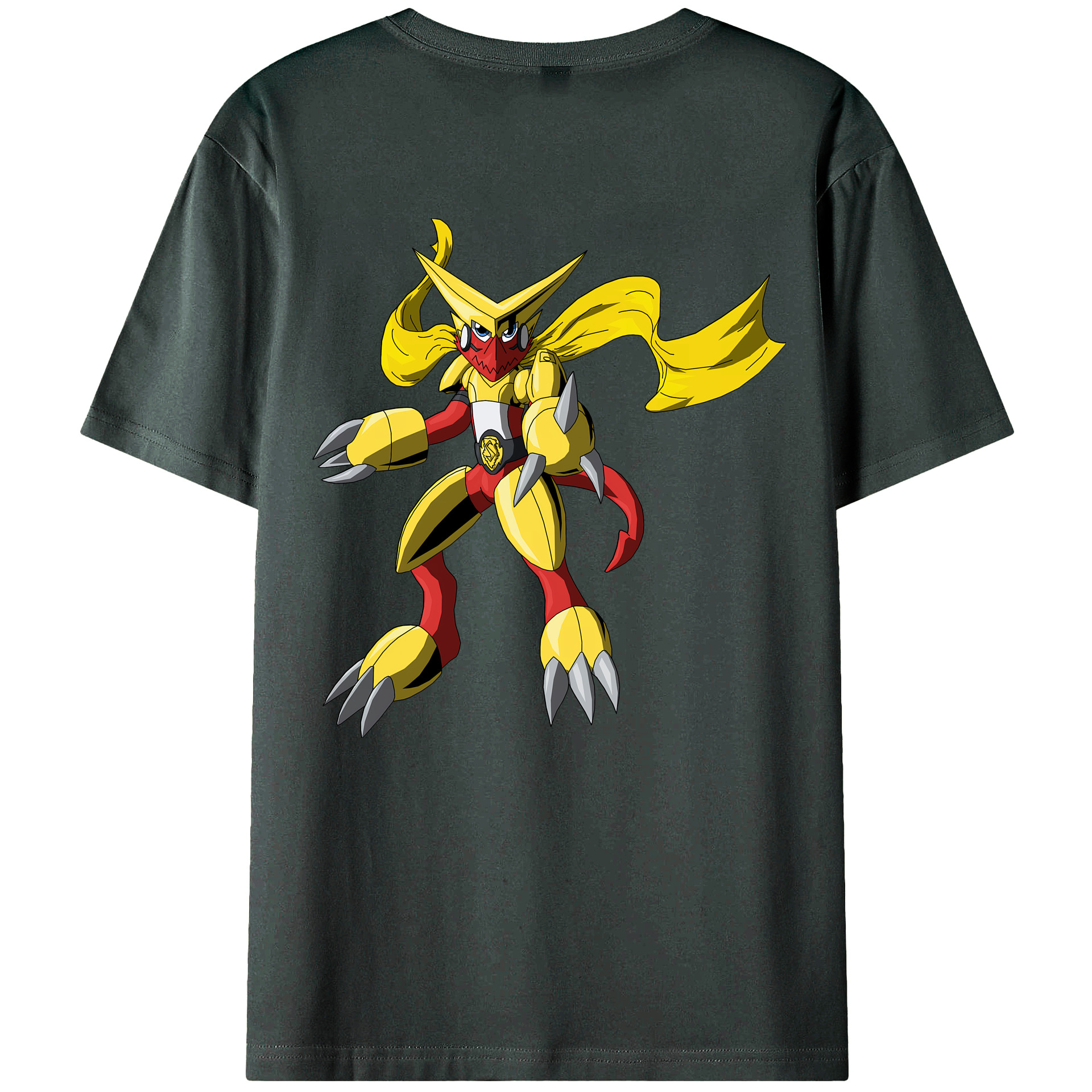 （画像用） Digimon デジタルモンスター/デジモン 綿100％ メンズ半袖Tシャツ（バックプリント） 通気性